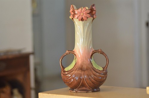 RARE SIGNED ANTIQUE FRENCH FAIENCE ART NOUVEAU VASE EUROPEAN POTTERY CERAMIC - Picture 6 of 12
