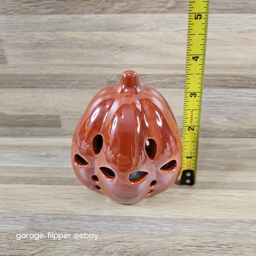 LED Light Up Gourd Ceramic Glowing Fall Table Decor Orange White Green - Picture 6 of 10
