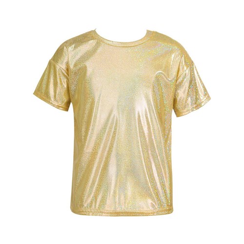 Girls Boys Top Glitter T-shirt Jazz Costume Children Shirts Party Blouse Dance - Picture 10 of 43