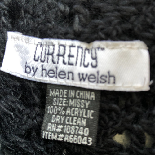 vtg Black Crochet Knit Pull On Skirt Sz Missy Open Knit CURRENCY by Helen Welsh - Picture 11 of 14