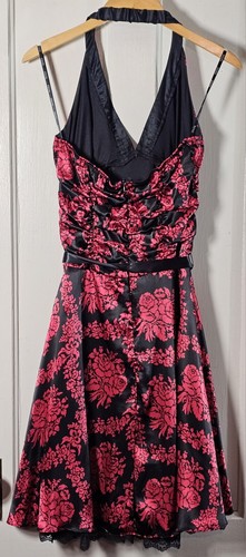 FairyGoth Dress XOXO Collection Junior Size 3 Red Black Dainty Silky Halter Lace - Picture 10 of 20