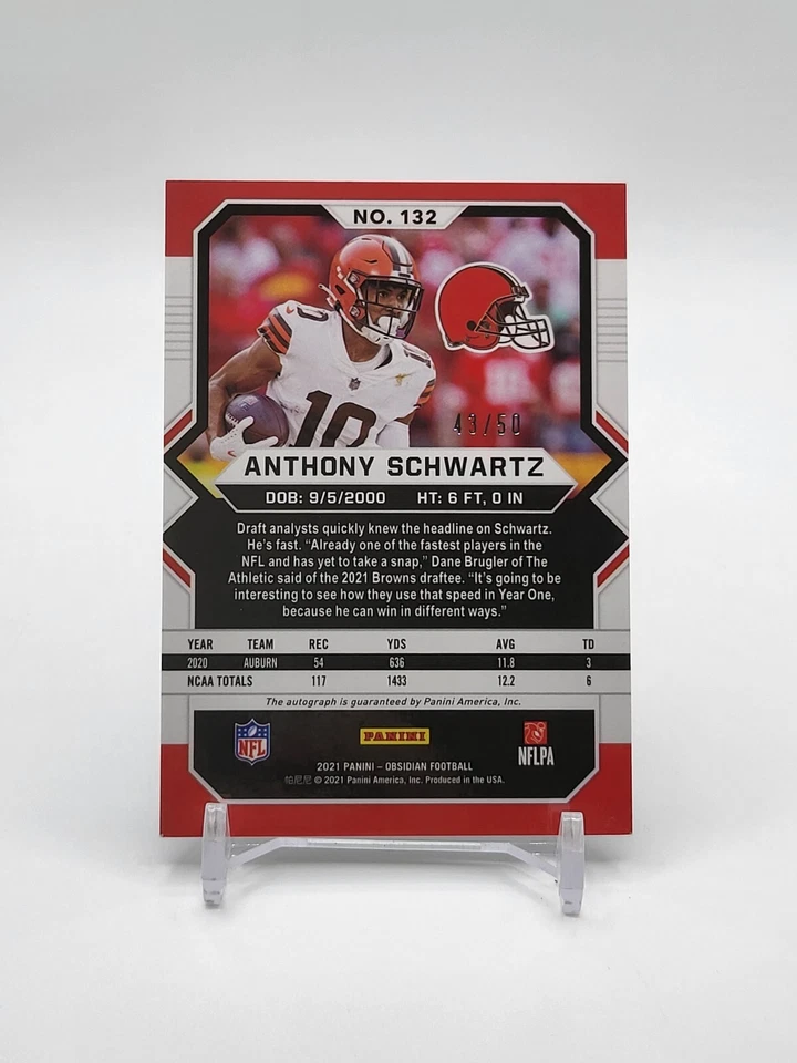 Anthony Schwartz ROOKIE AUTO /50 Electric Etch GREEN 2021 Panini Obsidian #132 - Image 2 of 2