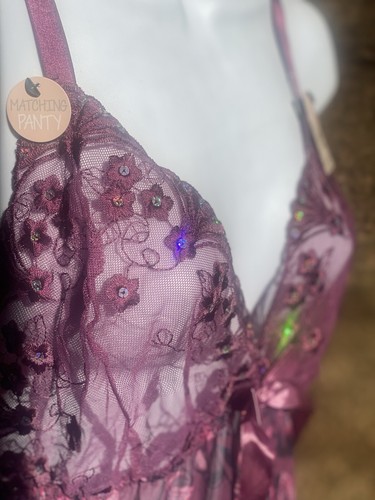 Viva Violet Plus Size Two Piece Lingerie Sexy Satin Sequin Sleepwear Set NWT - Picture 4 of 10