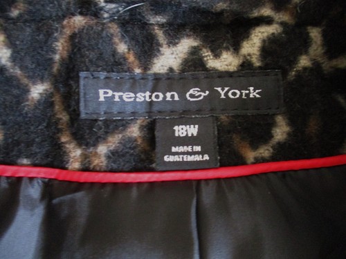 Preston & York Mantel Gr. 18 W Damen Gepardenmuster Wollmischung Gürtel Trench Taschen - Bild 5 von 5