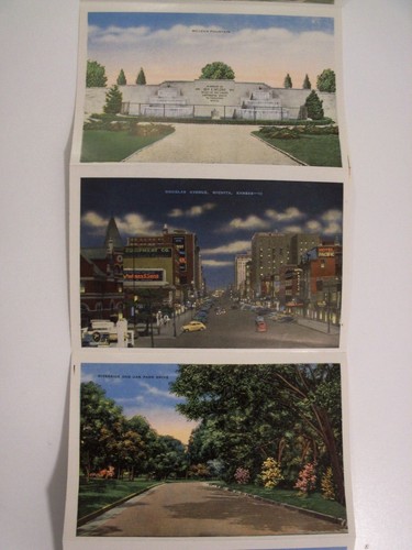 KANSAS,WICHITA! KS. OLD SOUVENIR POSTCARD FOLDER c.1940s  WWII ERA! 1 LINEN #176 - Picture 4 of 11