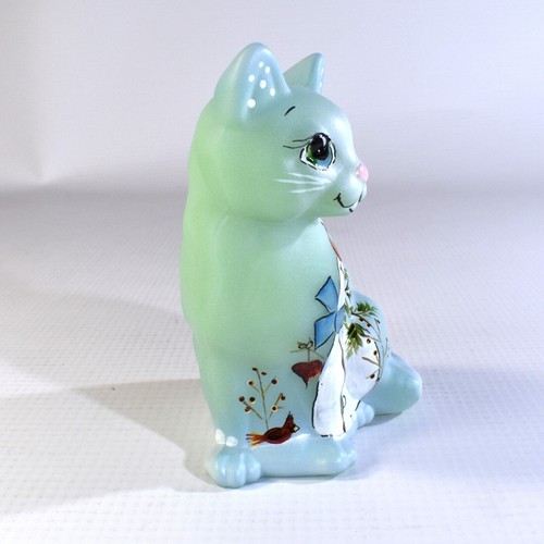 Fenton Gato Sentado Temático Invierno Tienda de Regalos Edición Limitada Firmado por Artista - Imagen 2 de 5