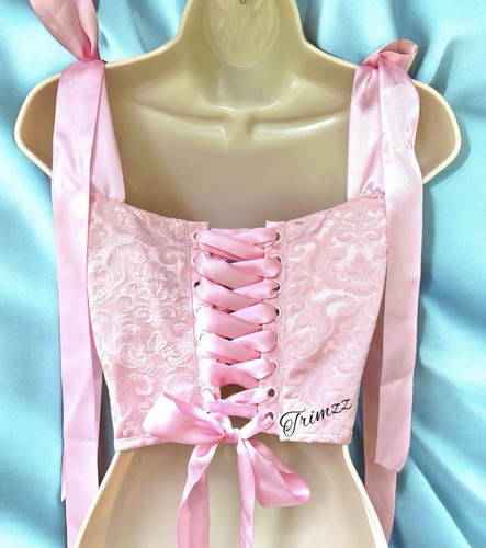 Size Small….…..SUGAR THRILLZ……Gorgeous Pink 3D Floral Lace-up Corset…….New - Picture 7 of 8