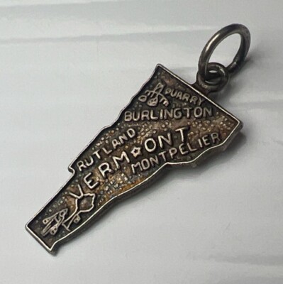 925 Sterling Silber Charm Anhänger Vermont USA Montpelier Rutland Burlington Karte