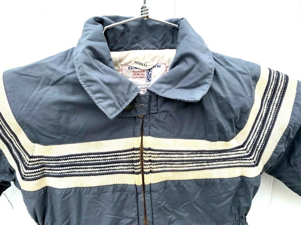 Винтажный 1950-х Gardner мальчиков 2T нейлона Snowsuit 3PC в полоску пальто брюки шляпа Рождество - Изображение 4 из 4