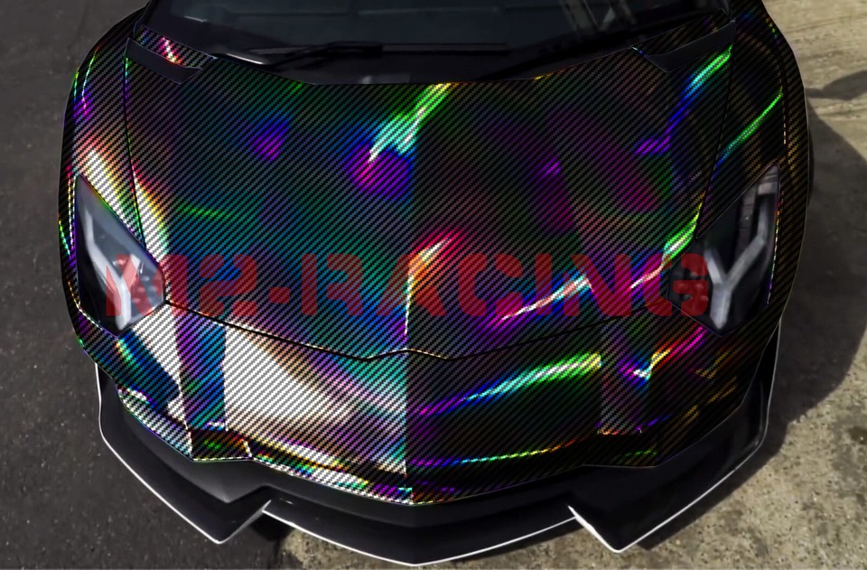 Holographic Carbon Fiber Black Laser Chrome Vinyl Wrap Sheet Film Decal ...