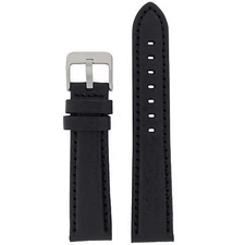 Watch Band Black Leather Padded Comfort LEA1600