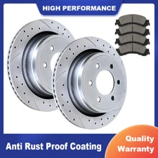 Drilled Rear Brake Rotors Brake Pads Kits for 6 Lug Ford F-150 Brakes Rotor Pad