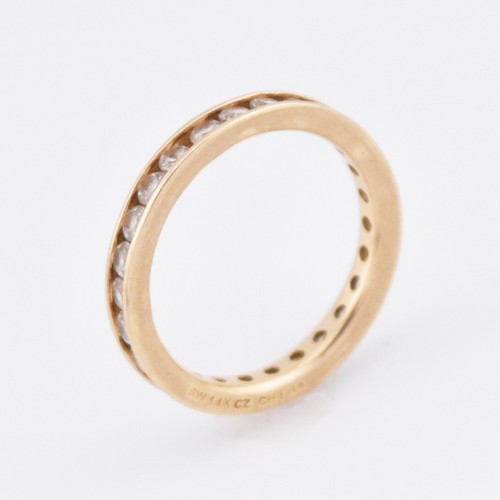 14k Yellow Gold Estate White CZ Gemstone Band/Ring Size 8