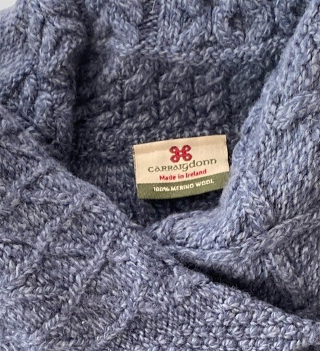 Carraigdonn Sweater Cardigan Ireland 100% Merino Wool size Small Blue - Bild 4 von 5