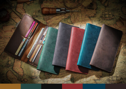Business Men Handmade Crazy Horse Leather Long Handheld Wallet Card Holder Purse - Picture 12 of 30
