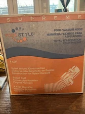 1-1/2" x 40 Foot Heavy Duty Spiral Wound Swimming Pool Vacuum Hose, Swivel Cuff