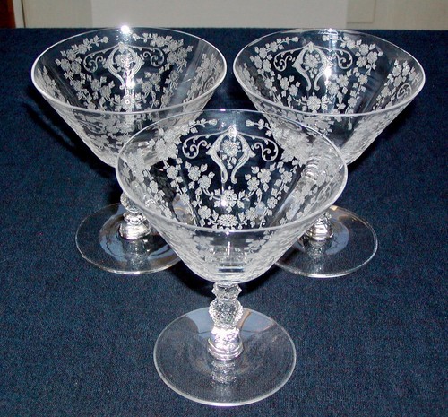 CAMBRIDGE DIANE Low Sherbet Glasses - Stem #3122, Etch #752 -- LOT OF 3 - Picture 7 of 8