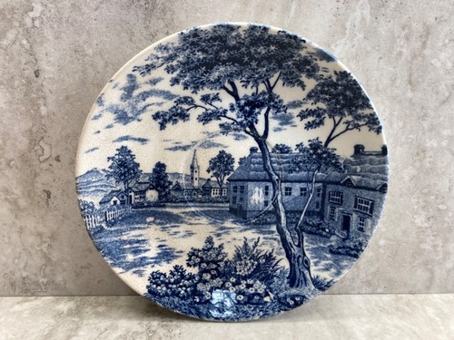 Untertasse/Butter Teller 5,5" x 1" Japan English Village - blau & weiß antik