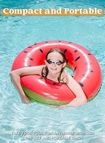 3 Pack Inflatable Pool Floats Fruit Swim Tube Pool Rings Swimming Floaties - Picture 4 of 8