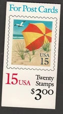 US 2443a BK170 Beach Umbrella 15c booklet 20 MNH 1990