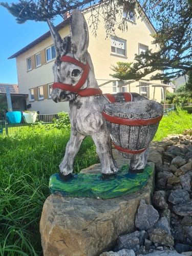 Esel Gartenesel Steinesel Topf handgem. griech. Esel Gartenfigur Gartenskulptur - Bild 8 von 9