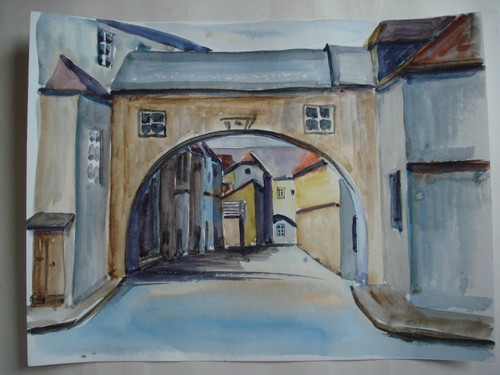 von Unbekannt: STEIN WACHAU Aquarell von 1978 monogrammiert S - Bild 1 von 4