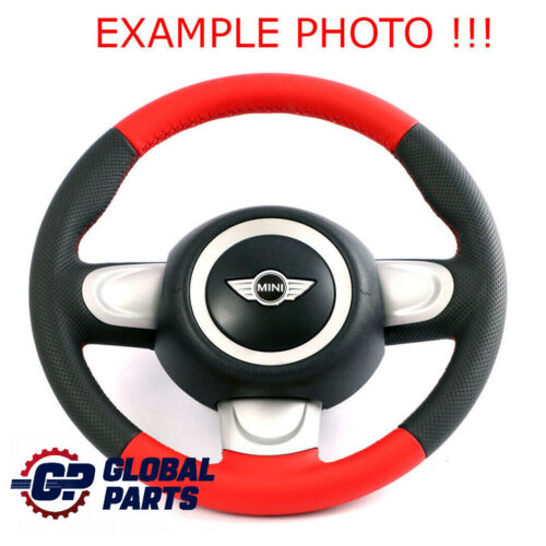 Mini Cooper One R55 R56 R57 R60 NEW Red Leather Sport Steering Wheel 3 Spoke - Picture 2 of 12