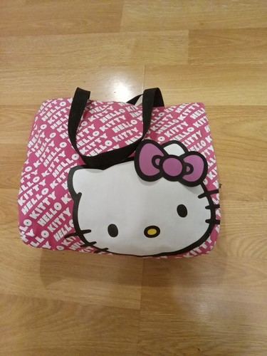 Vintage Hello Kitty Canvas Tote Bag purse Vinyl Kitty Pink & White 14" 1976,2010 - Picture 13 of 16