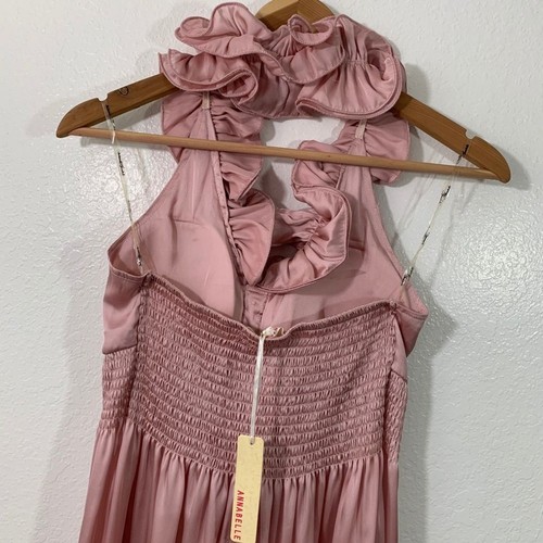 Ruffled Halter Top Satin Dress - Picture 4 of 8
