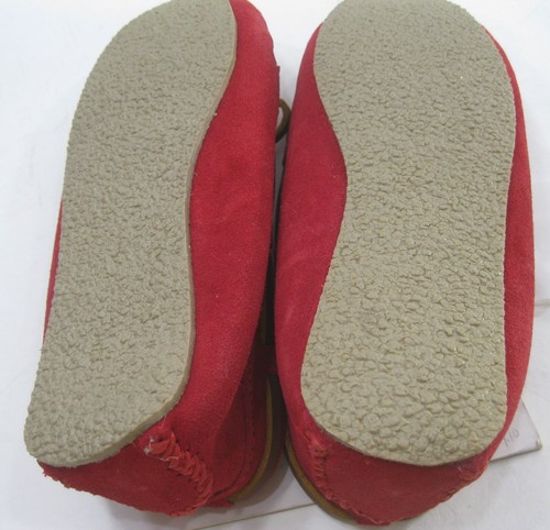 4016 Minnetonka RED suede inside furry slip on bow flat round toe WOMEN Size 6 - Picture 6 of 8