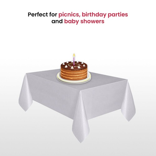 Plastic Table Cover Twin Pack Wipe Clean Tableware Cloth 54X54" Disposable Party - Picture 3 of 5