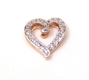 10K-Solid-GOLD-Genuine-Diamond-22-ct-Heart-Slide-Pendant-Reversible-Two-Tone