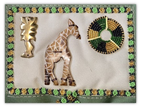 African Green Canvas 3 Pocket Wall Hanging Mail Organizer Letter Holder 40”X 8” - Picture 2 of 21