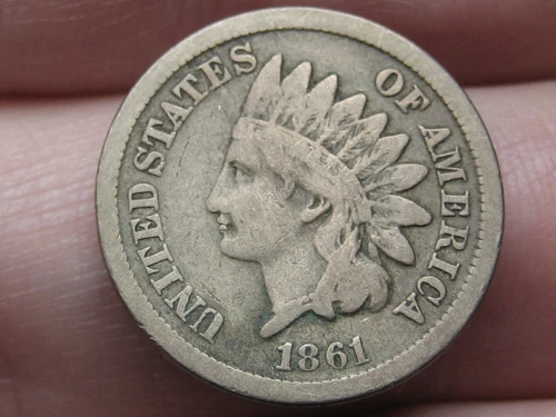 1861 Copper Nickel Indian Head Cent Penny- VG/Fine Details