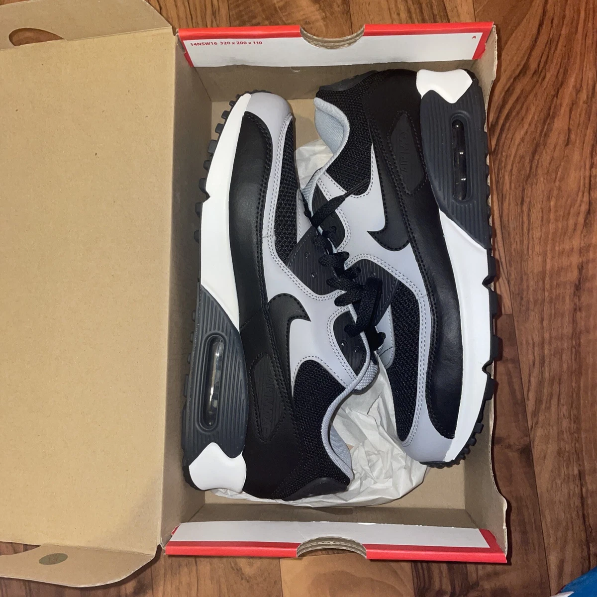 Nike Air Max 90 Essential UK 7 EUR 41 US 8 Black Wolf Grey New 537384 053