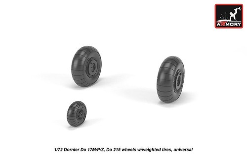 Dornier Do 17M/P/Z, Do 215 wheels w/weighted tires Armory AR AW72205 Scale 1/72 - Picture 3 of 12