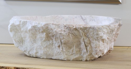 Weißes Onyx Gefäß Badezimmer Waschbecken, Marmor & Onyx kleine Stein Waschbecken, rustikale Oberfläche - Bild 4 von 9