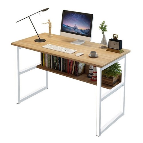 Wood Computer Desk with Storage Shelves Modern Laptop Table for Home Office 43in - Picture 7 of 15