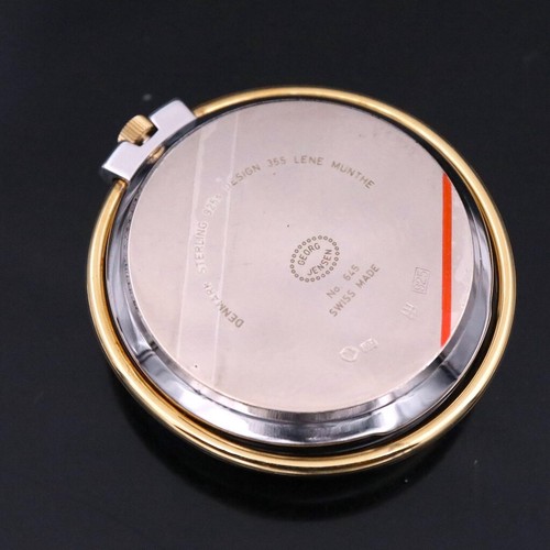 Georg Jensen. Sterling Silver Table Watch with Alarm #355 - Lene Munthe. - Picture 3 of 3