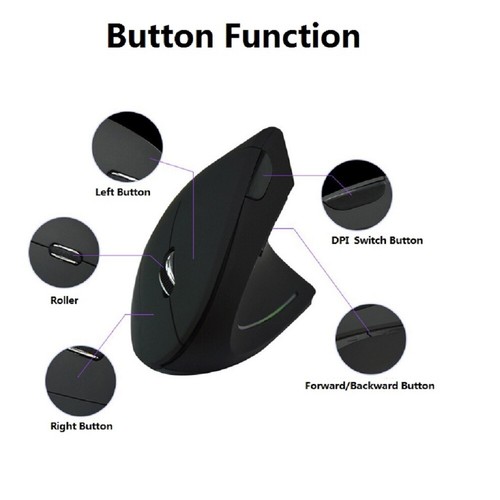 USB Vertical Adjustable DPI Wireless 5 Keys Mouse With Colored LED Indicators - Picture 4 of 6
