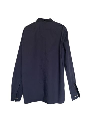 Men’s H & M Navy Blue Button Up Long Sleeve Shirt 100% Cotton Size XL Pockets - Picture 2 of 8
