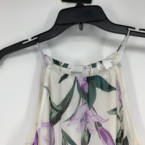 Leith Romper Womens Size Small Floral Print White Sleeveless Halter Cut Out - Picture 5 of 15