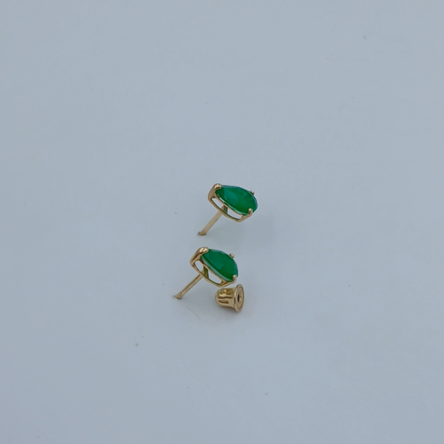 GENUINE 1.32 Cts EMERALD STUD EARRINGS 14K YELLOW GOLD - Free Certificate - NWT - Video 1 of 1