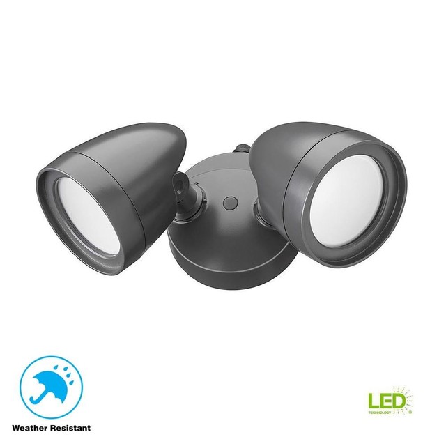Lawn Garden Spotlight Outdoor Led Dusk To Dawn Security Light 2 Head Outdoor Integrated Led Security Flood Light 2 Head Dark Bronze With Dusk To Dawn