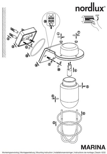designers nordic danish Wall Light Marina Nordlux chrome lamp IP44 bath light - Picture 3 of 3