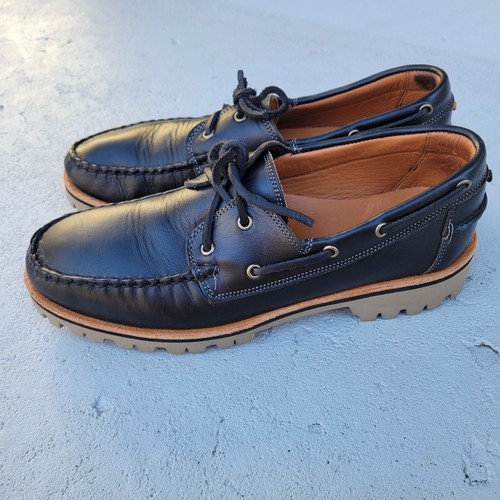 Allen Edmonds Force 10 Lug Boat Shoes Black Leather Mens Size 8.5 D NEW - Picture 3 of 9