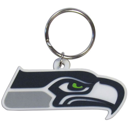 Seattle Seahawks Logo Flexi Split Ring Key Chain NFL Football - Picture 3 of 3