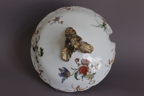 Antiguo Haviland & Co Limoges flores de colores talla terrina tapa decoración dorada - Imagen 11 de 17