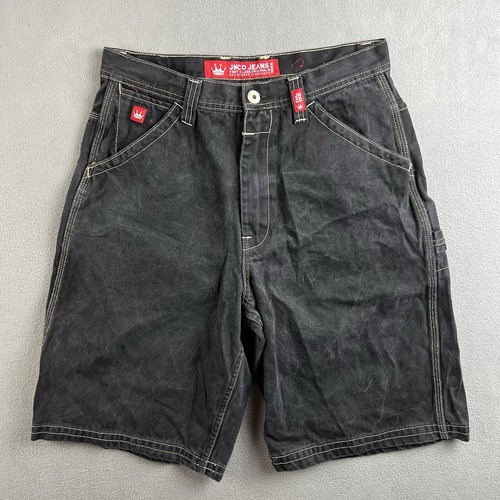 Pantalones Cortos De Colección JNCO Para Hombres 32 Negros Jean Denim Pantalones Cortos Sueltos Hip Hop Y2K Años 90 Patinador - Imagen 6 de 17