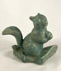 Vtg Brush McCoy Weller Other Squirrel Majolica On Log 6” Green c 1930/40